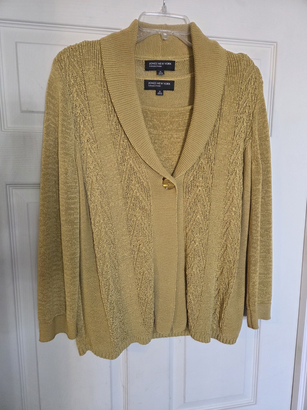 Jones New York Chartreuese 2 Pc Tank Cardigan Sweater Set Sz M